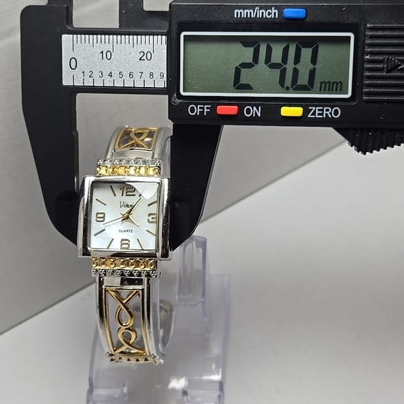 Womens Vivani Vintage Breast Cancer Awareness Bangle Watch MOP Face New Battery - Picture 4 of 10